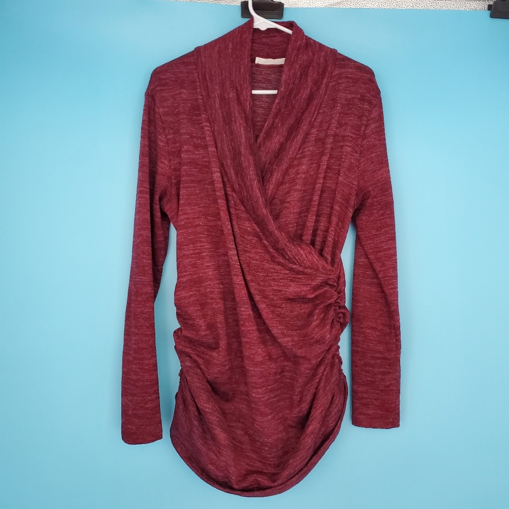 Hello Mia Sweater Size Medium Maroon Wrap Style